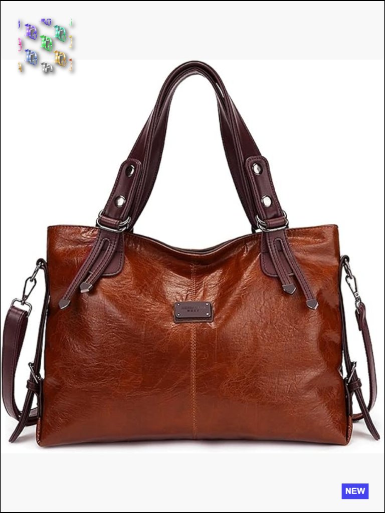 Vegan Leather Tote Satchel Shoulder Bag Travel Purse With Compartments